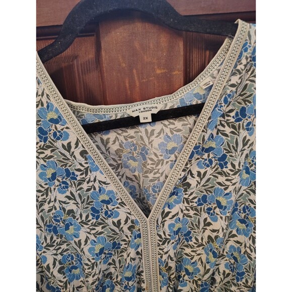 Max Studio Blue and White Floral Midi Dress - Picture 3 of 9